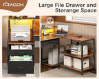 AODK L Shaped Desk with 5 File Drawers, 75" Reversible L Shaped Computer Desk with Power Outlet & LED Strip, Office Desk with Storage Shelves, Gaming Desk with Monitor Shelf, Corner Desk, Vintage