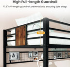 Twin Over Twin Bunk Bed, Convertible Twin Bunk Bed w/Desk & Storage & 2 Seat, Heavy Duty Metal Twin Loft Bed Frame with Safety Guardrails & EVA Padded Ladder for Teens(Cushion not Included)