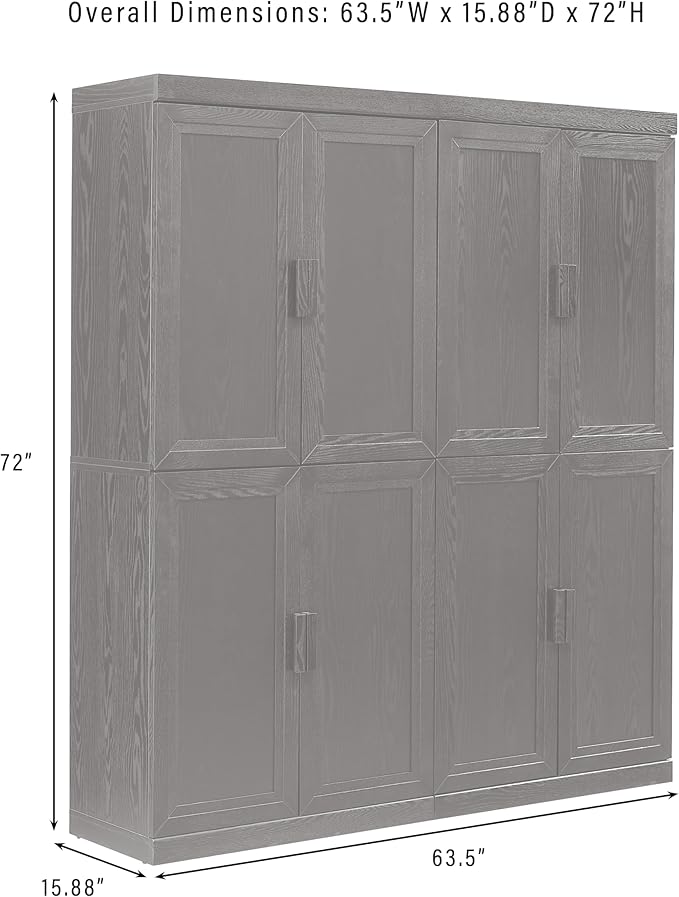 Crosley Furniture Essen 2-Piece Kitchen Pantry Storage Cabinet Set, Living Room, Bathroom, Entryway, Black