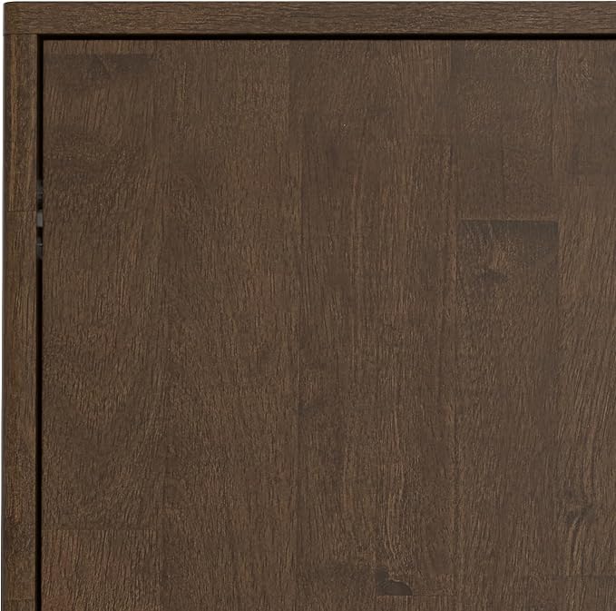 SIMPLIHOME Harper Buffet - 38 inch Wide Solid Hardwood 2-Door Sideboard Buffet in Walnut Brown, Mid-Century Modern Cabinet for Dining Room or Kitchen with Adjustable Shelves and Tapered Legs