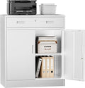 Metal Storage Cabinets with Drawer, 36”H Lockable Storage Cabinet with Doors and Adjustable Shelves, Small White Steel File Cabinet for Home, Office, Warehouse, School, Assembly Required