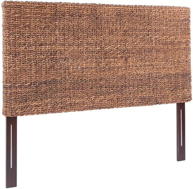 MAKLAINE 78.5" Banana Leaf Panel Headboard in Honey/Dark Brown
