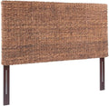MAKLAINE 78.5" Banana Leaf Panel Headboard in Honey/Dark Brown