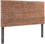 MAKLAINE 78.5" Banana Leaf Panel Headboard in Honey/Dark Brown