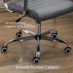 Office Desk Chair Leather, Conference Room Chairs with Wheels, Executive Modern High Back Ergonomic Swivel Rolling Ribbed Computer Chair