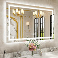 WTTY LED Bathroom Mirror 55"x36" with Back and Front Light,Modern LED Mirror for Bathroom,Stepless Dimmable Lighted Bathroom Vanity Mirror with Anti-Fog,Memory Function,Shatter-Proof