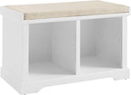 Crosley Furniture Anderson Entryway Storage Bench with Shoe Rack Organizer Shelves, White