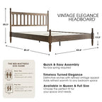 Queen Size Bed Frame with Headboard & Footboard, Solid Wood Platform Design, Center Metal Legs with 12 Durable Slatted Base, No Box Spring Needed, Anti-Slip & Noise-Free, Barnwood Finish, WCQ-30