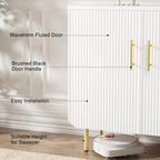 Buffet Cabinet with Storage, Sideboard with 2 Doors, Adjustable Shelf, Fluted Accent Cabinet for Living Room, Modern,White