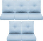 Patio Chair Cushions 5 Packs - Outside 22x24 High Back Water-Resistant Cushion with Zipper Cover for Outdoor Glider Rocking Chairs Loveseat 3-seat Couch Sofa – Baby Blue/Buckle