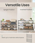 SONGMICS Shoe Rack, 4-Tier Shoe Organizer, Metal Storage Shelf, Upright or Upside Down, for 25-30 Pairs, Stackable, for Entryway, 11.8 x 46.1 x 29.5 Inches, Black ULSA034B01