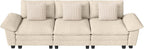 123" Cloud Modular Sectional Sofa, 3-Seater w/Deep Seat & Removable Arms, Plush Chenille for Living Room - Beige