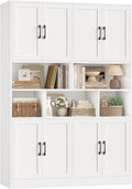 HORSTORS 71" Tall Storage Cabinet, Large Kitchen Cabinet with Deep Shelves and Doors, 47" Freestanding Display Shelf with Storage for Home Office, Living Room, White