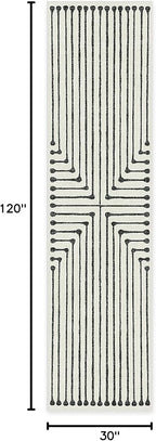 RUGGABLE x Jonathan Adler Machine Washable Modern Runner Rug – Inkdrop Black & Ivory 2.5x10, Stain-Resistant, Non-Slip – Washable Rug for Hallway, Entryway, Living Room & Kitchen–with Standard Pad