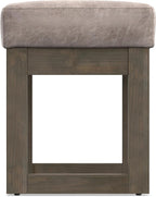 SIMPLIHOME Milltown 27 inch Wide Contemporary Rectangle Footstool Ottoman Bench in Distressed Grey Taupe Vegan Faux Leather, Assembled, For the Living Room and Bedroom