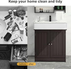 Bonnlo Pedestal Under Sink Storage Bathroom Vanity with 2 Doors Traditional Bathroom Cabinet Space Saver Organizer 23 5/8" x 11 7/16" x 23 5/8" (L x W x H) (Espresso)