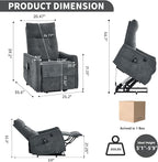PELUMY Manual Lift Recliner Chair with Massage and Heat for Elderly, Single Motor Electric Lift Chair, Heavy Duty Recliner with USB Charging & Side Pockets (Chenille, Grey)