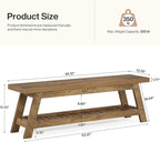 Tribesigns 55" Wood Entryway Bench with Shoe Storage, Large 2-Tier Narrow Hallway Foyer Seating Bench with Open Shelves for Entryway, Bedroom, Mudroom