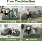 108” Cloud Sectional Couch, Modular Sectional Sofa with Deep Seat, Corduroy Boneless Couches with Chaise for Living Room Bedroom, No Assembly Required