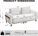 80" Loveseat Sofa Cloud Modular Sectional Couch,Deep Love Seat Couch with Armrests Wooden Legs,2 Seater Comfy Thicked Cushion Upholstered Sofa for Living Room Bedroom,White