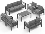 Wisteria Lane 7-Piece Outdoor Patio Furniture Set, Outdoor Sectional Furniture with Upgraded Cushions, Outdoor Conversation Seating Set for Balcony, Garden, Deck, Backyard, Grey