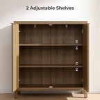 SICOTAS Rattan Sideboard Buffet Cabinet with Storage, Mid Century Modern Credenza Storage Cabinet with Arch Doors & Shelves Farmhouse Coffee Bar Media Console Cabinets for Living Room, Entryway
