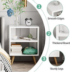 Night Stand, White Kids Nightstand, Modern End Table with Open Storage, 2-Tier Nursery Bedside Table for Small Space, Living Room, Bedroom