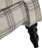 HULALA HOME Upholstered Wingback Recliner Chair Set of 2, Small Adjustable Footrest Push Back Single Reclining Sofa, Mid Century Modern Lounge Armchair for Living Room, Bedroom, Reading/Plaid Grey
