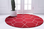 Unique Loom Trellis Frieze Collection Area Rug - Geometric (8' Round, Red/ Ivory)