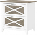 Bush Furniture Key West 2 Drawer Lateral File Cabinet in Pure White and Shiplap Gray, Document Storage for Home Office, Accent Chest with Drawers