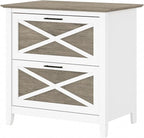 Bush Furniture Key West 2 Drawer Lateral File Cabinet in Pure White and Shiplap Gray, Document Storage for Home Office, Accent Chest with Drawers
