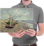 Wieco Art Fishing Boats on the Beach at Les Saintes Maries Modern Giclee Canvas Prints of Van Gogh Famous Oil Paintings Reproduction Seascape Pictures on Canvas Wall Art Work For Home Decorations