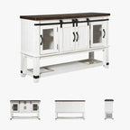 Signature Design by Ashley Valebeck Farmhouse Dining Room Server or Buffet Cabinet, White & Brown