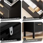 47" Tall Dressers for Bedroom Fluted 5 Drawer Dresser, Wooden Dresser Modern Chest of Drawers Dressers with Organizer Storage for Bedroom, Living Room, Entryway, Black
