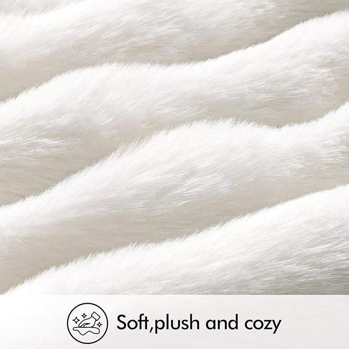 MIULEE Faux Fur Pillow Covers Thick Soft Plush Christmas 24x24 Inch Pack of 2 Euro Throw Pillows Luxury Home Decor for Winter Holiday Bed Couch Bedroom Living Room Sofa,White