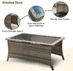 HUMMUH Patio Furniture 6 Pieces Outdoor Furniture Set Wicker Outdoor Sectional Sofa with Swivel Rocking Chairs,Patio Ottomans,Patio Coffee Table