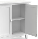 SIMPLIHOME Redmond SOLID WOOD 32 inch Wide Transitional Low Storage Cabinet in White for the Living Room, Entryway and Family Room