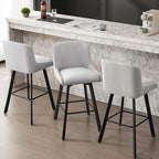 Swivel Bar Stools Set of 3, 30''H Upholstered Barstools with Backs, Modern Counter Height Bar Stool Chairs for Kitchen Island, Metal Legs, Fabric, Light Gray Counter Stools