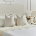 FUTEI Natural White Wood Chenille Decorative Throw Pillow Covers 18x18 Inch Set of 2,Soft Cozy Faux Linen Textured Cushion Case,Farmhouse Home Decor for Couch Living Room