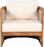 Christopher Knight Home Nesbit 4 Pieces Conversation Set, Acacia Wood Chat Set, Woven Rope Loveseat and Accent Chairs, Slat Panel Coffee Table, Patio Furniture Set for Backyard Balcony Garden, Beige