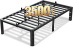 14 Inch Twin Size Bed Frame, 3500Lbs Heavy Duty Metal Platform with Round Corner Legs Mattress Slide Stopper, Steel Slat Support No Box Spring Needed, Noise Free, Non-Slip, Easy Assembly