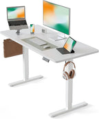 CubiCubi 55 x 24 Inches Electric Standing Desk, Height Adjustable Sit to Stand Desk, Home Office Table with Splice Board, White
