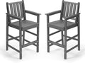 Adirondack Bar Chair Set of 2, HDPE Tall Adirondack Chairs Bar Stools with Footrest, Outdoor Bar Height Stool Chair Set, HDPE Patio Barstools Set for Balcony, Porch, Deck, Pool, Smoke Gray