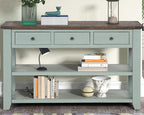 LKTART Solid Wood Console Table Sofa Table with Storage Drawers and Bottom Shelf Entryway Table for Entry Hallway Foyer Sofa Couch Table,Easy Assembled (48.8" Green)