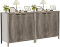 Sideboard Buffet Cabinet Set of 2, 31" Fluted Storage Cabinet with 2 Doors and Adjustable Shelves, Modern Sideboard Console Table for Living Room,Entryway,Dinning Room,Kitchen-Grey
