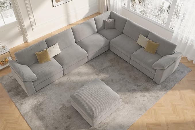 EASE MOOSE Oversized Sectional Modular Sofa,Large Sectional Couch Wide Deep Seat Modular Cloud Couch,Removable Cover