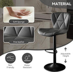 Bar Stools Set of 3,Adjustable Swivel Barstools, Faux Leather Bar Chairs,Upholstered Counter Height with High Backrest for Kitchen Island, Black