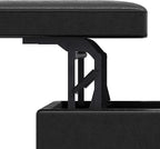 SIMPLIHOME Owen 42 inch Wide Mid Century Modern Rectangle Lift Top Large Coffee Table Storage Ottoman in Distressed Black Vegan Faux Leather, Assembled, for the Living Room, Entryway and Family Room