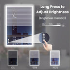WTTY 20"X28" LED Bathroom Mirror with Black Frame, Bathroom Vanity Mirror with Lights for Wall, Front Light and Backlit, Anti-Fog, Dimmable, 3 Colors, Shatterproof, Memory, Horizontal/Vertical