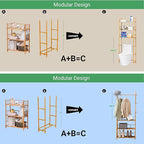 GOGOGO Expandable Bamboo Bookshelf - No Assembly & Modular, Bamboo 3-Tier Shelf & Ladder Shelf, Eco-Friendly Small Bookcase for Home Office- Useful Home & Housewarming Gift(Natural, 11.8" H(3 Tier))